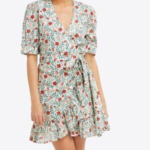 NWT Draper James Reba Ruffle Hem Wrap Dress in Strawberry Field Print